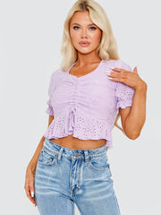 Anglaise Ruched Front Crop Top