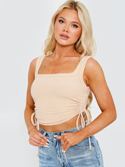 Ribbed Cropped Ruched Vest