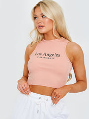 Los Angeles geribbelde vest -crop top