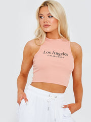 Los Angeles geribbelde vest -crop top