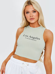 Los Angeles geribbelde vest -crop top