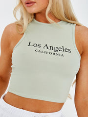 Los Angeles geribbelde vest -crop top