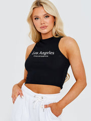 Los Angeles geribbelde vest -crop top