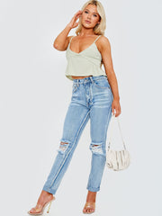 Ribbed Frill Cami Crop Top
