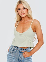 Ribbed Frill Cami Crop Top