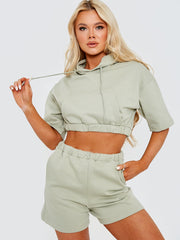 Cropped Hoodie & Shorts Fleece Co-ord