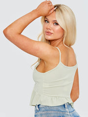 Ribbed Frill Cami Crop Top