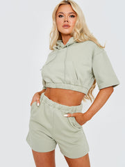 Cropped Hoodie & Shorts Fleece Co-ord