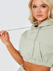 Cropped Hoodie & Shorts Fleece Co-ord