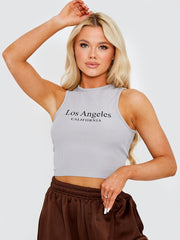 Los Angeles geribbelde vest -crop top