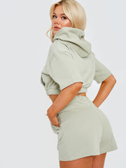Cropped Hoodie & Shorts Fleece Co-ord