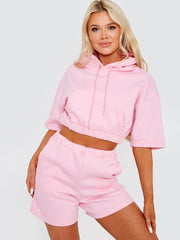 Cropped Hoodie & Shorts Fleece Co-ord
