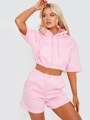 Cropped Hoodie & Shorts Fleece Co-ord