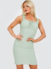 Ruffle Strap Waffle Dress