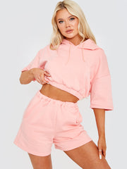 Cropped Hoodie & Shorts Fleece Co-ord