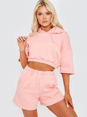 Cropped Hoodie & Shorts Fleece Co-ord