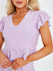 Anglaise Frill Top & Belted Shorts Co-ord