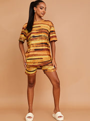 Waterverfprint oversized top & shorts coöperatie