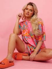Waterverfprint oversized top & shorts coöperatie
