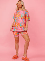 Waterverfprint oversized top & shorts coöperatie
