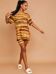 Waterverfprint oversized top & shorts coöperatie