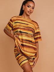 Waterverfprint oversized top & shorts coöperatie