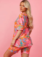 Waterverfprint oversized top & shorts coöperatie