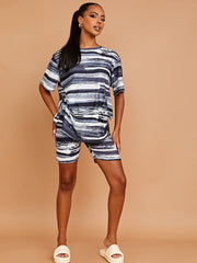 Waterverfprint oversized top & shorts coöperatie