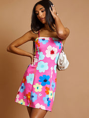 Vestido mini Cami con estampado floral de acuarela