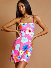 Vestido mini Cami con estampado floral de acuarela