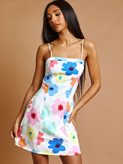 Vestido mini Cami con estampado floral de acuarela