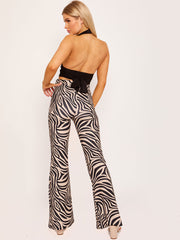 Zebra Print Flared Trouser