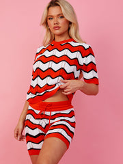 Zick Zack Strick- und Shorts Co-ordte