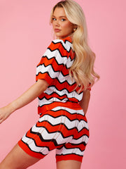 Zick Zack Strick- und Shorts Co-ordte