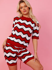 Zick Zack Strick- und Shorts Co-ordte