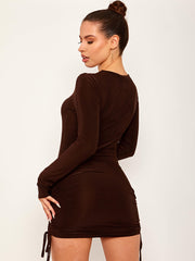 Slinky Long Sleeve Ruched Dress