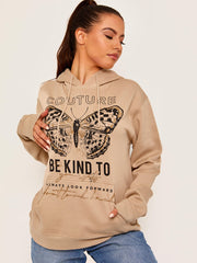 Couture Butterfly Graphic Fleeced Hoodie