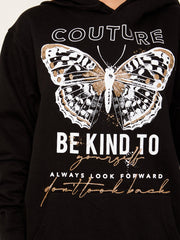 Couture Butterfly Graphic Fleeced Hoodie