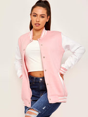 Chaqueta universitaria de manga de contraste
