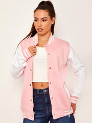 Chaqueta universitaria de manga de contraste