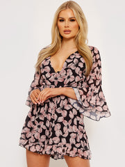 Traje de juego de gasa de estampado floral frontal frontal