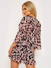 Traje de juego de gasa de estampado floral frontal frontal