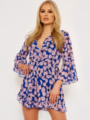 Traje de juego de gasa de estampado floral frontal frontal