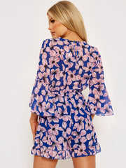 Traje de juego de gasa de estampado floral frontal frontal