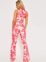 Tie-Dye Pleated Jersey Crop Top & Flared Trouser Co-ord