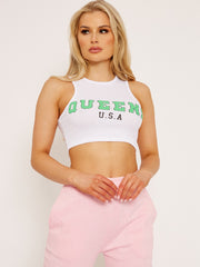 Queens Ribbed Vest Crop Top