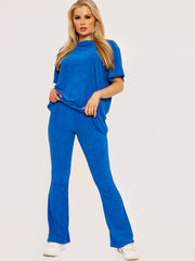Towelling Fabric Oversized Top & Flare Trouser Co-ord