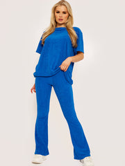 Towelling Fabric Oversized Top & Flare Trouser Co-ord