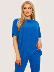 Towelling Fabric Oversized Top & Flare Trouser Co-ord