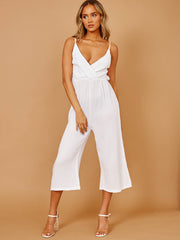Crinkled Wrap Front Cami Culotte Jumpsuit